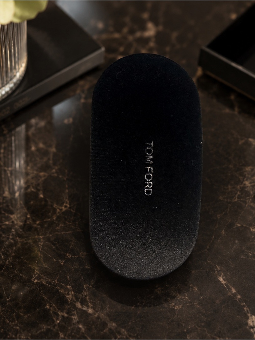 Tom Ford Black Velvet Sunglass Case with Logo